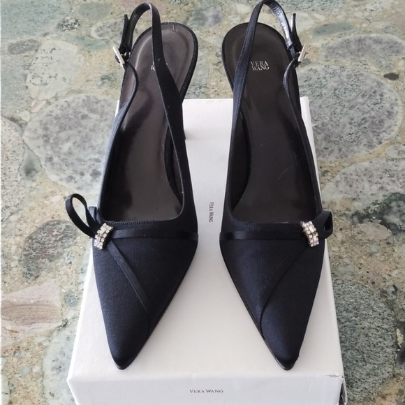 Like New Vera Wang Black Satin with Crystals - Picture 2 of 8